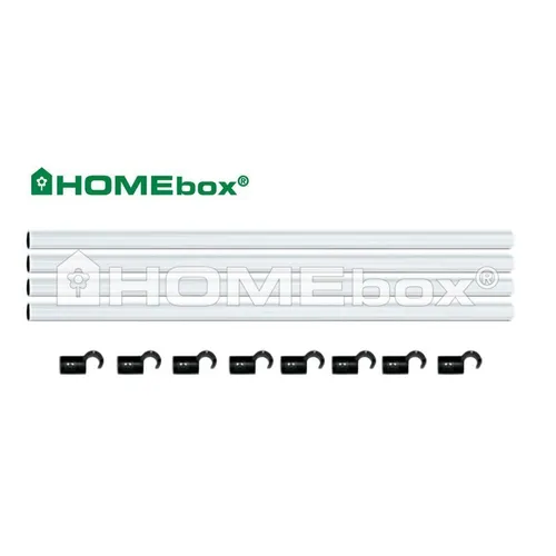 Homebox Fixture Poles 100 - Stangenset 22mm für Growbox - Grow-Zelte, Trockennetze & Regale - Einfache Montage und langlebige Rahmenverstärkung mit Haken und Verbindungsstücken in Weiß.