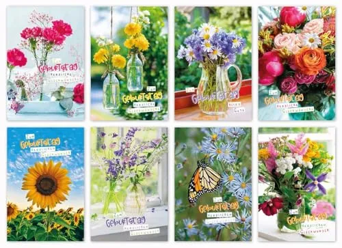 Skorpion 50 Geburtstagskarten - Grußkarten mit Blumen und Schmetterlingen - Grußkarten Set mit 50 einzigartigen Designs, ideal für jeden Geburtstag. Inklusive weißer Umschläge und liebevoll gestalteten Sprüchen, perfekt für alle Altersgruppen.