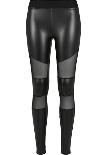 Urban Classics Damen Tech Mesh Faux Leather Leggings, Schwarz, 5XL - Stylische Leggings für Damen mit einem bequemen Bund und hochwertigem Material für optimalen Tragekomfort. Ideal für jeden Anlass. Entdecken Sie mehr im Urban Classics-Store!