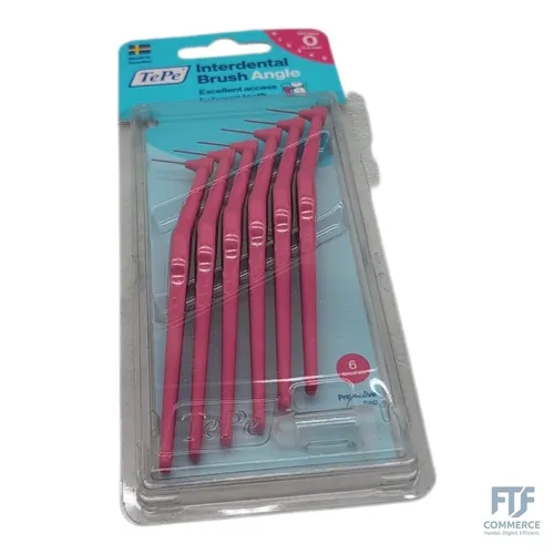 TePe Angle Interdentalbürste 0,4 mm - 6 Stk. - Zahnpflegeartikel mit abgewinkeltem Design und langem Griff für eine gründliche Reinigung schwer erreichbarer Stellen.