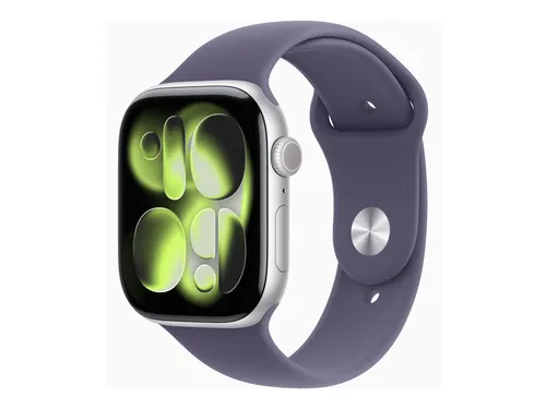 Apple Watch Series 11 46 mm Silber Sportarmband S/M - Smartwatch mit EKG-Herzfrequenzmesser und präzisen Schlafmessungen. Perfekt für Gesundheit und Fitness, ideal für Handgelenke von 13 bis 18 cm.