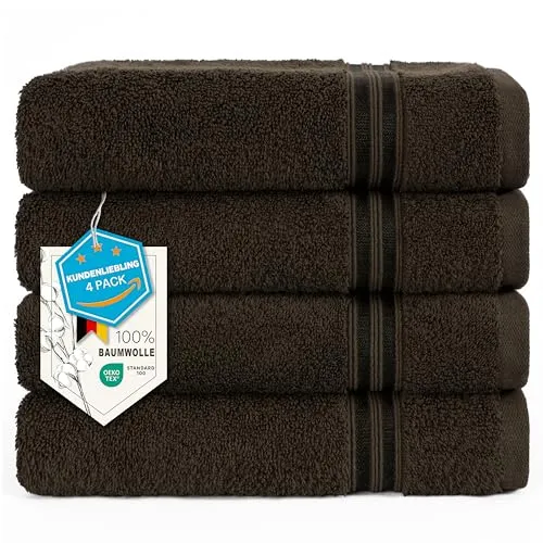 Hammetex 4 Stück Handtücher Set – 50x100 cm - Duschtücher aus 100% Baumwolle, ÖKO-TEX zertifiziert, weich, saugstark und schnell trocknend – ideal für Badezimmer, Spa oder Hotel.