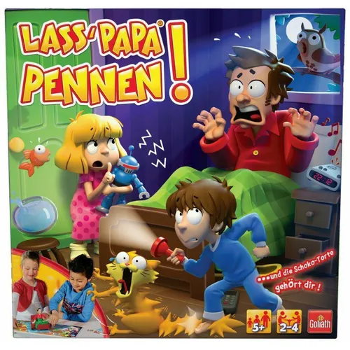 Goliath - LASS PAPA PENNEN: Aufregendes Kinderspiel für 2-4 Spieler - Gesellschaftsspiel für Kinder ab 5 Jahren, ohne Batterien; schleich dich leise zum Schokoladenkuchen und wecke Papa nicht auf – Spannung und Spaß garantiert!