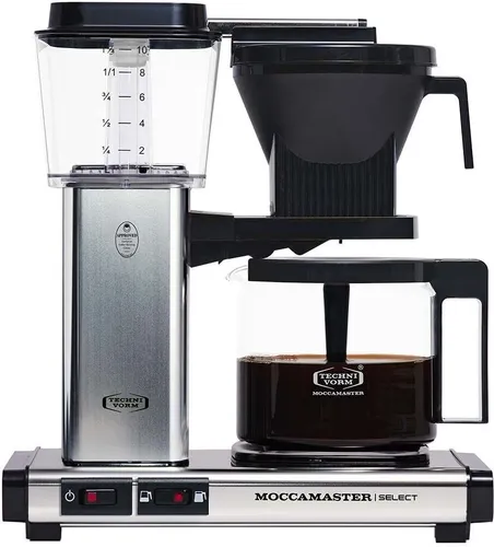 Moccamaster Kaffeemaschine KBG Select - 10 Tassen, rot mit Glaskanne - Kaffeemaschine für 4 bis 10 Tassen, brüht in nur 6 Minuten. Integrierte Warmhalteplatte hält Kaffee warm. Retro Design, hochwertiges Gehäuse.