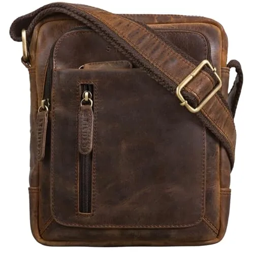 STILORD 'Jamie' Herren Ledertasche - Messenger-Bag aus echtem Rindsleder, ideal für Reisen und Alltag. Perfekt für 9.7 Zoll iPads mit vielen Fächern für optimale Organisation.
