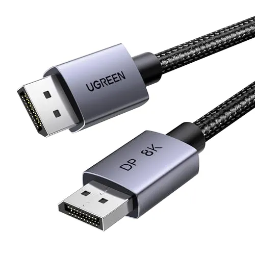 UGREEN 8K Displayport Kabel 1.4 8K 60Hz 4K 240Hz, VESA-Zertifiziert, Aluminium DP kabel 32.4Gbps Kompatibel mit HDR, FreeSync, G-Sync, DSC 1.2, HDCP 2.2 für PC, HDTV, Monitor, Grafikkarte(1M)