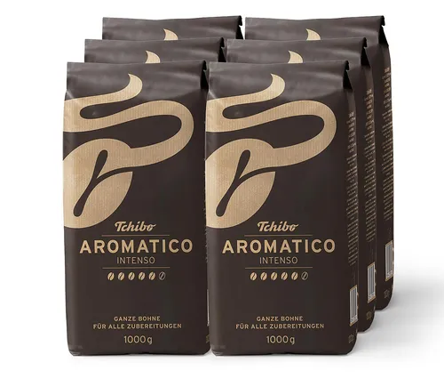 Tchibo Aromatico Intenso - Ganze Bohne 6 x 1 kg - Genießen Sie die intensive Röstung der Tchibo Aromatico Intenso Bohnen. Ideal für alle Zubereitungsarten, bieten die kräftigen Robusta-Bohnen ein vollmundiges Geschmackserlebnis.