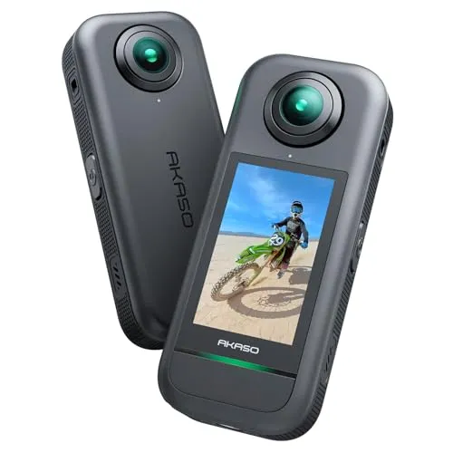 AKASO 360° Action Cam – 5.7K 72MP - Erleben Sie mit der AKASO 360 Action Cam atemberaubende 360° Aufnahmen in 5,7K. Dank der innovativen Stabilisierung und dem unsichtbaren Selfie-Stick-Effekt gelingen Ihnen beeindruckende Videos und Fotos ganz einfach.