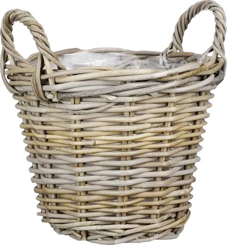 Mica Decorations Korb Marcia Rattan Ø 30 x 23 cm grau  Topf