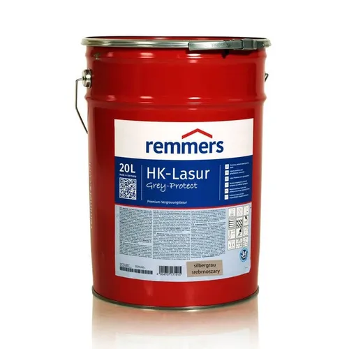 Remmers HK-Lasur 3in1 Grey-Protect silbergrau, 20 Liter - Beizen – Hochwertige Holzlasur für den Außenbereich, vereint Imprägnierung, Grundierung & Lasur in einem Produkt für optimalen Holzschutz gegen Feuchtigkeit & UV-Strahlung.