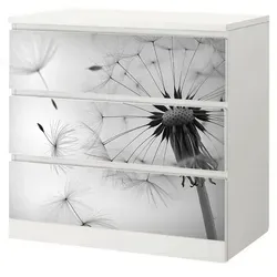 Sunnywall Möbelfolie passend für IKEA Malm Kommode Schrankfolie Aufkleber Pusteblume weiss, blasenfreie selbstklebende Folie (SCHRANK NICHT INKLUSIVE) grau 80 cm x 78 cm