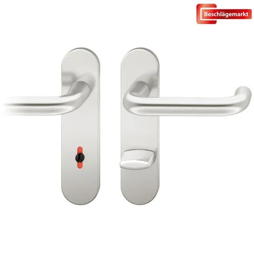 FSB Türdrücker Kurzschildgarnitur WC Alu F1 - Türbeschlag für Badezimmertüren, aus hochwertigem Aluminium in natürlicher Alu F1-Farbe, inklusive Befestigungsmaterial und ideal für moderne Wohnräume.