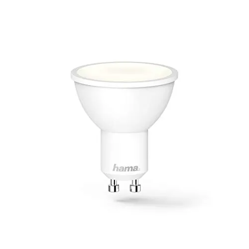 Hama GU10 Wi-Fi LED-Lampe, 4,5W (ohne Hub, dimmbar, gesteuert via Alexa/Google Home/App, 2,4GHz, warm-/neutral-/tageslichtweiß) WLAN Lampe, Echo/Echo Dot/Echo Spot/Echo Plus/Echo Show kompatibel Weiß