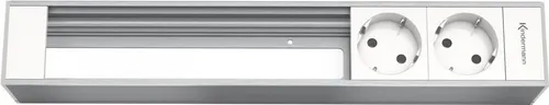 Kindermann CablePort Modul Panel für 6 Platten - Steckdosengehäuse, oberflächenbündig montierbar, mit 2-facher Spannungsversorgung, aus hochwertigem eloxiertem Aluminium für eine elegante und funktionale Lösung.