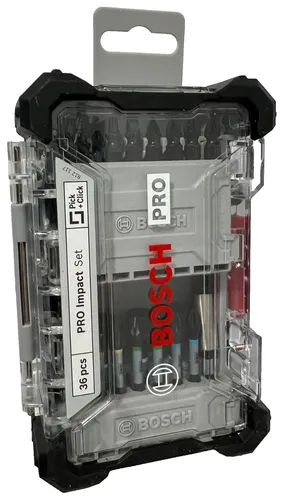 Bosch Bitset PRO Impact 36-teilig - Bit-Set für Schlagschrauber mit 36 hochwertigen Bits in verschiedenen Längen und Profilen, inklusive Schnellwechselbithalter für mühelosen Bitwechsel und hohe Haltbarkeit durch optimierten Wärmebehandlungsprozess.