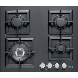 Elleci Plano 60 G40 Schwarz - 60 cm Gasfeld mit 4 Brennern - Gasfeld für integrierte Küchen, 4 leistungsstarke Brenner, darunter ein Wokbrenner mit 4000 W für schnelles Kochen.