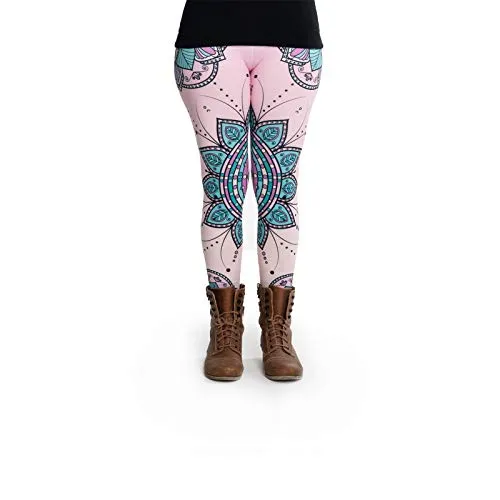 cosey - Bunte Bedruckte Mandala-Leggings (Einheitsgröße) - Design Mandala Blume