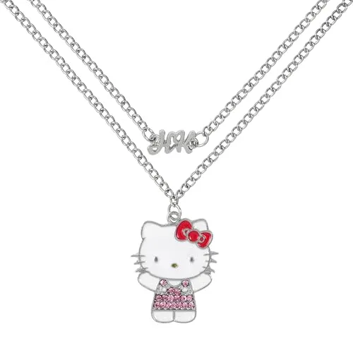 KIDS EUROSWAN Hello Kitty Halskette mit Cartoon-Anhänger, versilbert, für Mädchen