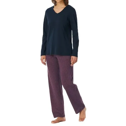 Uncover by Schiesser Damen Schlafanzug Set - Schlafanzüge für Damen, komfortables Set mit langärmligem Shirt und langer Hose für erholsame Nächte und stilvollen Schlaf.