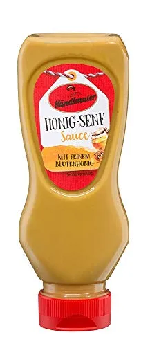 Händlmaier's Honig-Senf-Sauce 225ml - Senf-Sauce mit original Händlmaier-Senf und reinem Blütenhonig, fruchtig-scharf, ideal zu hellem Fleisch, Käse oder als Dressing, geeignet für Vegetarier.