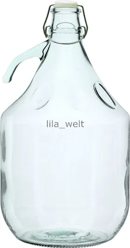 GLASBALLON 5 LITER mit Bügelverschluss - Glasbehälter für die Weinherstellung, 100% dicht dank Bügelverschluss. Ideal für Likör und Obstler. Robustes Glas, Maße: 35 x 17 x 17 cm.
