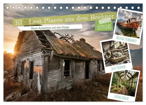 Thorsten Assfalg | KI - Lost Places Tischkalender 2026 - Entdecken Sie verlassene Orte in neuem Licht! Dieser Tischkalender kombiniert faszinierende Kunst mit KI-generierten Bildern und bringt einzigartige Fotografie in Ihr Zuhause.