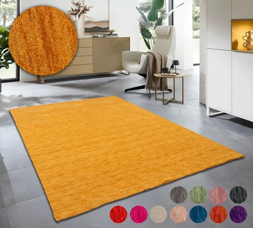 Wollteppich OTTO HOME "Karchau" in Gold, 190x290 cm - Der rechteckige Wollteppich "Karchau" von OTTO HOME überzeugt im Uni-Design und sorgt für eine gemütliche Atmosphäre. Mit seiner feuchtigkeitsregulierenden Schurwolle ist er ideal für ein angenehmes Raumklima.
