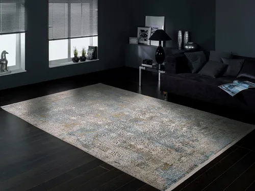 Dieter Knoll Webteppich Avignon, Blau, Grau, rechteckig 300x400 cm - Teppiche & Böden, Moderner Teppich für Fußbodenheizung geeignet, pflegefreundlich und stilvoll für ein gemütliches Wohnambiente.