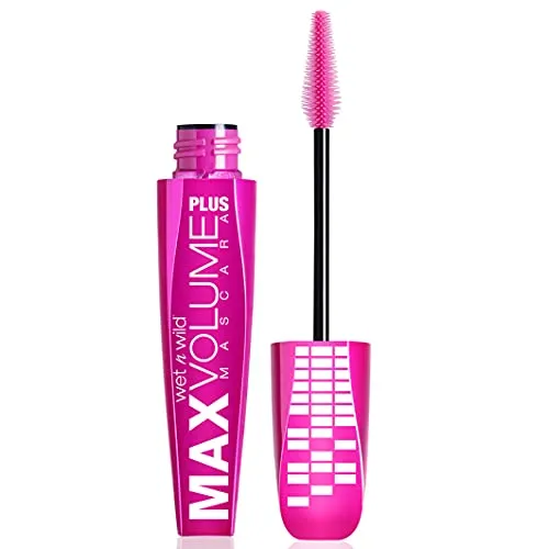 Wet n Wild, Max Volume Plus Mascara, Volumen Wimperntusche, definierte Wimpern, anti-oxidative Formel, Macadamia Nüsse, Jojoba, Olivenöl, angereichert mit D-Panthenol, ohne Klumpen, Amp'd Black