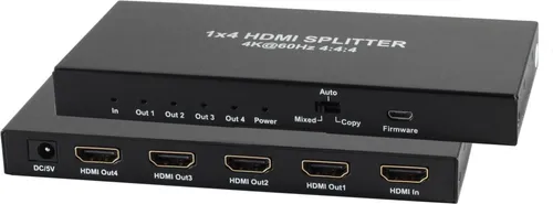 S/CONN HDMI Verteiler 1x IN - 4x OUT, 4K2K 60Hz - Audio/Video - Hochwertiger HDMI Verteiler für brillante 4K2K 60Hz Übertragung, ideal für Heimkino und Multimedia-Anwendungen.