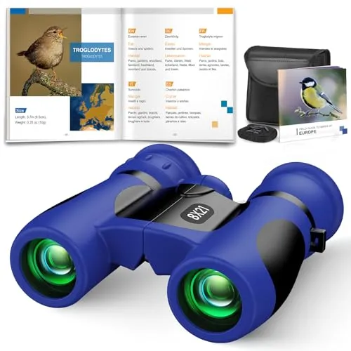 Fernglas für Kinder mit Vogelbeobachtungs-Buch - Outdoor Spielzeug Kindertagsgeschenke Einschulung Junge & Mini Fernglas Lernspielzeug für Draußen, Wandern, Camping