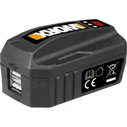 Worx 20 V WA4009 Ladeadapter - Werkzeugakkus: Verwandeln Sie Ihren Worx Akku in eine praktische Powerbank für USB-Geräte, ideal für unterwegs.
