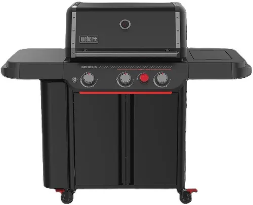 Gasgrill Genesis E-330WR Stealth-Edition schwarz/rot - Hochwertiger Gasgrill mit 19 kW Leistung, Sear Zone und Drehspieß für perfektes Grillvergnügen auf 3.264 cm² Grillfläche.