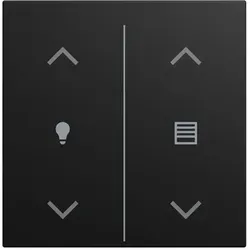 Busch-Jaeger LFDW/A.2.55.11-915 Abdeckung Wippe 2-fach, mit Symbol "Dimmen/Jalousie", Busch-Trevion, Busch-balance SI, KNX, schwarz matt