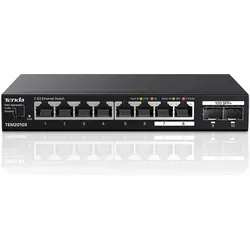 Tenda 2.5 Gbit Switch mit 8x 2.5G Ports - Netzwerk-Switch mit 8x 2,5 Gbit/s RJ45-Ports und 2x 10G SFP+ Ports, blitzgeschützt und ideal für leistungsstarke Netzwerke ohne Konfiguration.