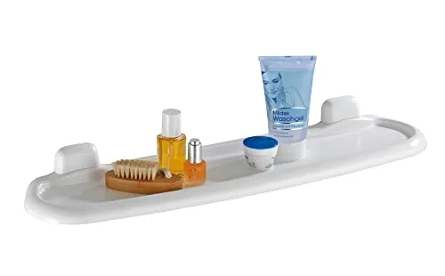 WENKO Wandablage Mod. Pure - Praktische Ablage für Badutensilien - Regale: Hochwertige Wandablage aus stabilem Kunststoff mit glatter Oberfläche für hygienische Reinigung. Ideal zwischen Waschbecken und Spiegel, inklusive Schrauben und Dübel.