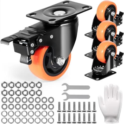 VEVOR Möbelrollen 4er-Set Lenkrollen PVC φ76,2mm - Industrierollen mit Platte, 360° drehbar und bis zu 454kg Tragfähigkeit, ideal für Möbel in Häusern, Büros und Fabriken.