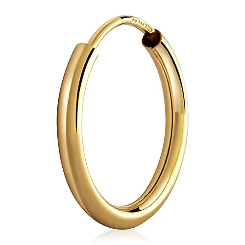 NKlaus Einzel 16mm Creolen aus 333 Gelbgold - Elegante 16mm Creolen aus 333er Gelbgold, 1,8mm stark, mit flexiblem Verschluss – der perfekte Ohrschmuck für stilbewusste Damen.