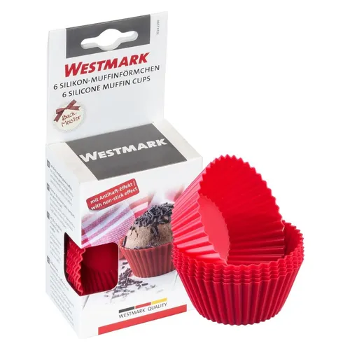 WESTMARK Silikon Muffinformen, rot 30142260 - 6 Stück - Praktische Muffinformen mit 1,2 mm Stärke und 7 cm Durchmesser. Der Antihaft-Effekt sorgt für müheloses Entformen und erleichtert die Reinigung.