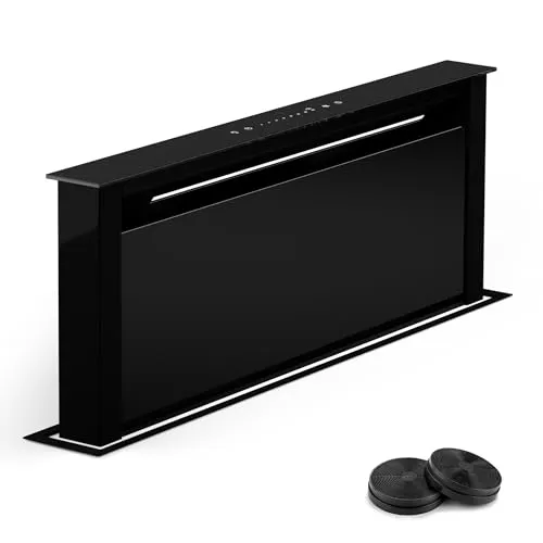 Klarstein Downdraft-Dunstabzugshaube 75cm - Dunstabzugshaube mit innovativer Downdraft-Technologie, die Dampf direkt an der Quelle absaugt. Mit 576 m³/h Luftstrom, leise im Betrieb und energieeffizient (A++), ideal für moderne Küchen.