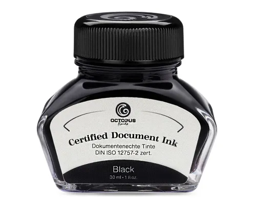 OCTOPUS Fluids Document Ink black, dokumentenechte Tinte, DIN ISO 12757-2, 30ml Tintenglas (30 ml, 1-tlg., Dokumentenecht)