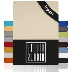 STUDIO Basic Topper Spannbettlaken 200x200cm – Gekämmte Baumwolle, bügelfrei & elastisch - Hochwertiges 200x200cm Spannbettlaken aus 100% gekämmter Baumwolle – elastisch, pflegeleicht und OEKO-TEX zertifiziert. Perfekter Sitz für Topper von 4–14 cm, ideal für täglichen Gebrauch.