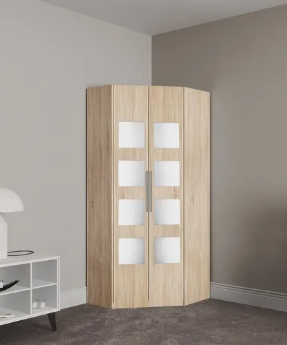 priess Eckkleiderschrank Saragossa - Eckkleiderschrank mit 8 Einlegeböden und 2 Kleiderstangen, pflegeleicht und ideal für platzsparendes Wohnen - Made in Germany.