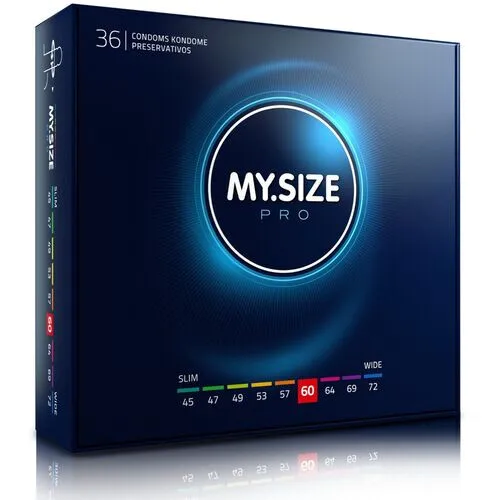 MY.SIZE PRO Kondom Größe 5, 60mm, 36 Stück - Perfekte Passform für jeden Mann - Kondome für Männer, die optimale Passform und höchsten Komfort bieten. Mit einer minimalen Wandstärke für intensives Gefühl und aus allergenfreiem VYTEX-Latex hergestellt.