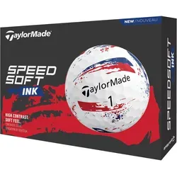 TaylorMade Golfbälle SpeedSoft INK - 12er Pack, blau/rot - TaylorMade Speedsoft Ink Golfbälle: Weich, leicht und ideal für ein angenehmes Spielgefühl. Mit innovativer PWRCORE-Technologie für optimale Distanz und Kontrolle, sowie einem auffälligen Ink-Design für verbesserte Sichtbarkeit.