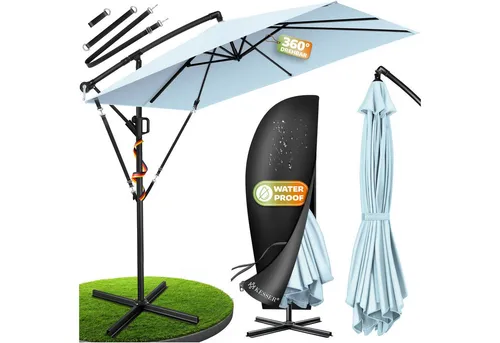 KESSER® Ampelschirm Holly - Rechteckiger Sonnenschirm mit LED Solar - Sonnenschirm für großflächige Schattenfläche, mit Kurbelmechanismus, wasserabweisend und rostfreies Aluminium, ideal für Garten und Terrasse.