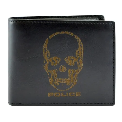 POLICE Geldbörse 'Idol' PT098072_1-1 - Schwarz - Elegante Herren Geldbörse aus hochwertigem Leder, mit 2 Geldschein-Fächern und 4 Kartenfächern. Praktisch und stilvoll für den Alltag, Maße: 9,7cm x 11,5cm.