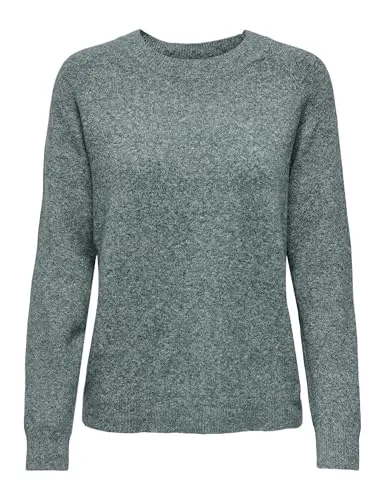 ONLY Damen Onlrica Life L/S KNT Noos Pullover - Sea Moss - Eleganter einfarbiger Strickpullover mit Rundhalsausschnitt, perfekt für jede Gelegenheit. Bequem dank 93% Polyester und ideal für stylische Outfits.