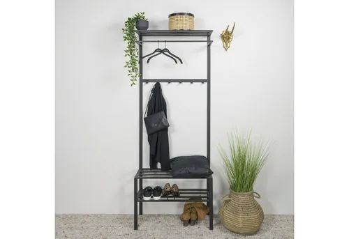 Garderobenständer SPINDER DESIGN "Ivar" – Schwarz, 70cm Breite - Stilvoller Garderobenständer aus pulverbeschichtetem Metall mit 6 Haken, ideal für jeden Flur. Maße: B: 70cm, H: 178cm, T: 29cm. Made in Europe.