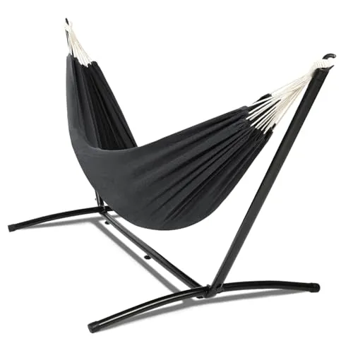 IDMarket Hängematte mit schwarzem Metallgestell - Die stilvolle Hängematte mit schwarzem Metallgestell und anthrazitgrauem Tuch bietet maximalen Komfort und lädt zum Entspannen ein. Ideal für den Garten oder Balkon.